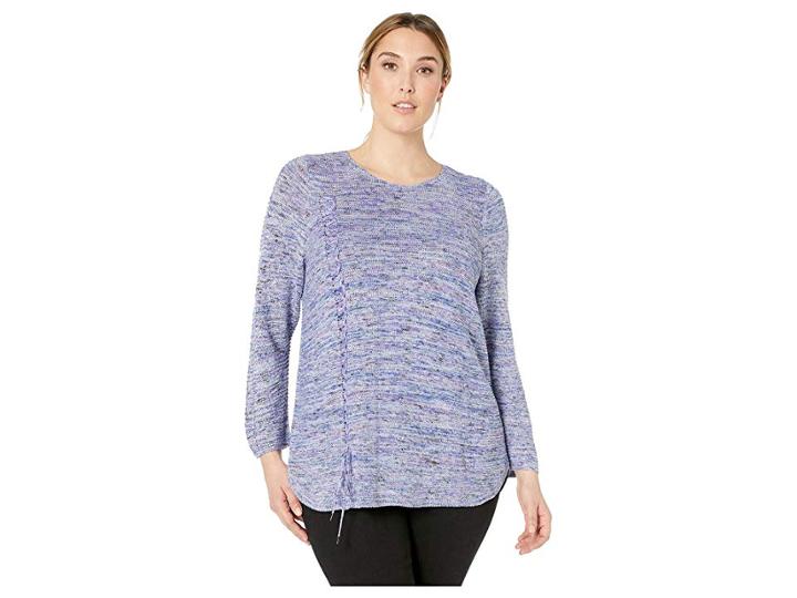 Nic+zoe Plus Size Braided Up Top (bright Iris Mix) Women's Blouse