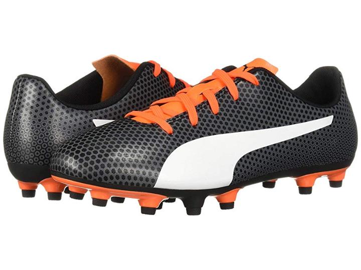 Puma Kids Spirit Fg Soccer (little Kid/big Kid) (puma Black/puma White/shocking Orange) Kids Shoes