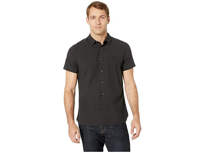 Kenneth Cole New York Short Sleeve Ripstop Shirt (black) Men's Clothing