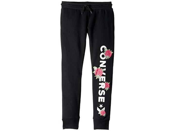 Converse Kids Printed Rose Joggers (big Kids) (black) Girl's Casual Pants