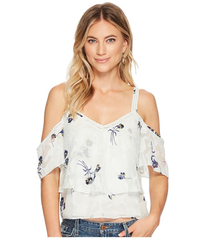 Lucky Brand Floral Cold Shoulder Top (multi) Women's Short Sleeve Pullover
