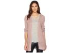 Pink Rose Long Sleeve Drop Shoulder Open Cardigan W/ Pockets (hempseed) Women's Sweater
