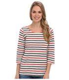 Hatley Deck Zip Tee (red Navy Cream Stripes) Women's T Shirt