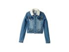 Hudson Kids Cropped With Sherpa Studs (big Kids) (medium Indigo) Girl's Clothing