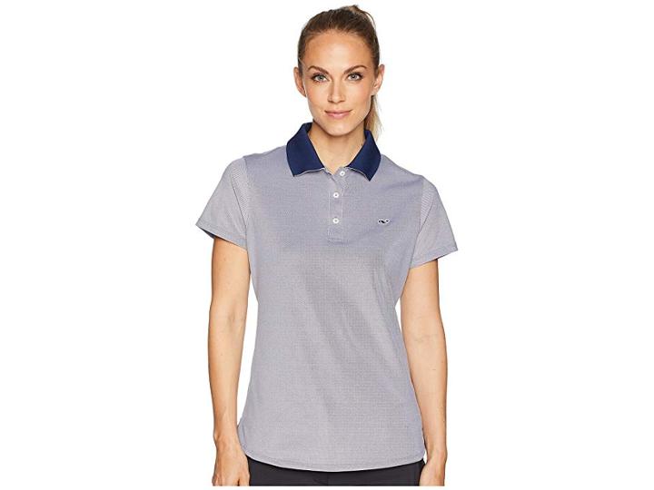 Vineyard Vines Golf Short Sleeve Pique Polo (deep Bay) Women's Short Sleeve Pullover