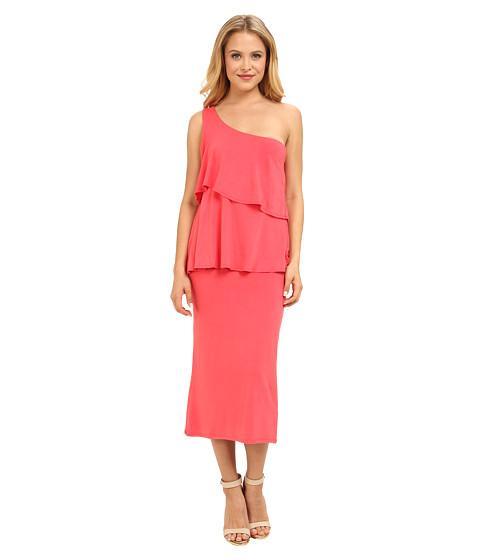 Christin Michaels Sierra Tiered One Shoulder Dress (coral) Women's Dress