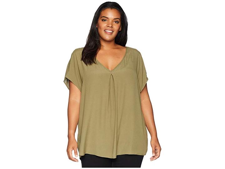 B Collection By Bobeau Plus Size Nova Cold Shoulder Blouse (olive) Women's Blouse