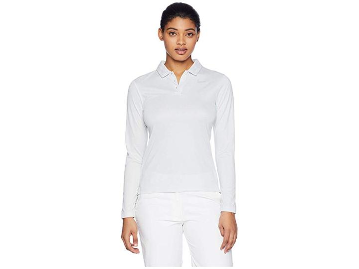 Nike Golf Dry Polo Long Sleeve Core (white/flint Silver) Women's Clothing