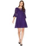 Gabby Skye Scallop Lace Pattern Dress (purple) Women's Dress