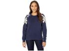 Lucky Brand Polka Dot Chenille Sweatshirt (american Navy) Women's Clothing