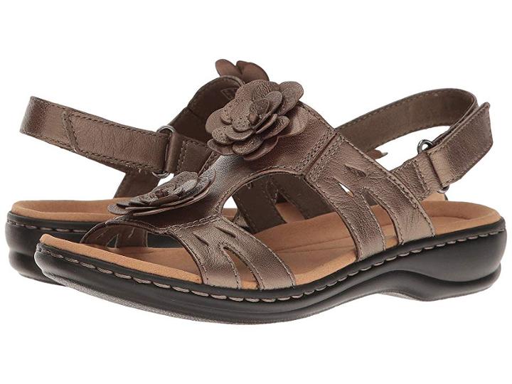 Clarks Leisa Claytin (pewter Metallic Leather) Women's Sandals
