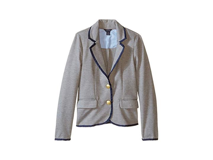 Tommy Hilfiger Kids Ponte Blazer (big Kids) (storm Heather) Girl's Jacket