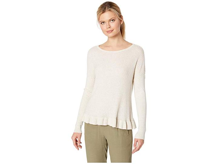Lilla P Ruffle Hem Boat Neck Sweater (dove) Women's Sweater