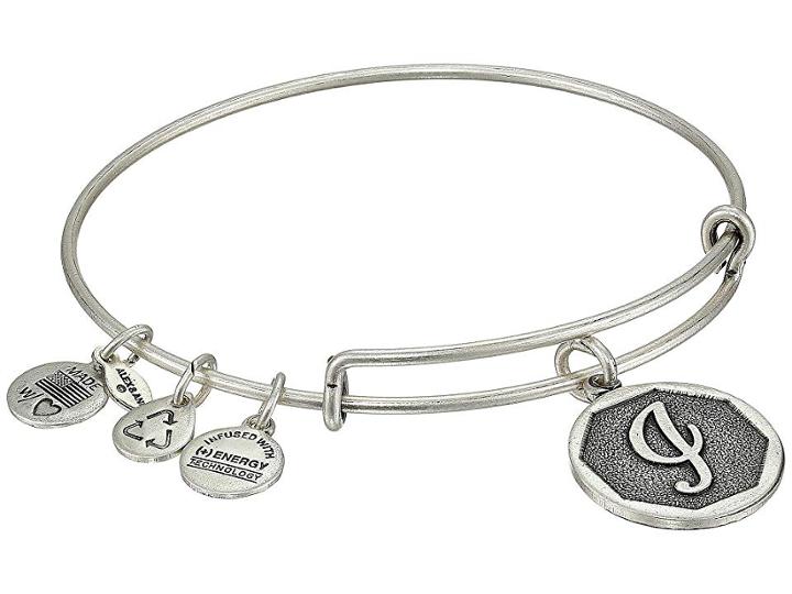 Alex And Ani Initial I Charm Bangle (rafaelian Silver Finish) Bracelet