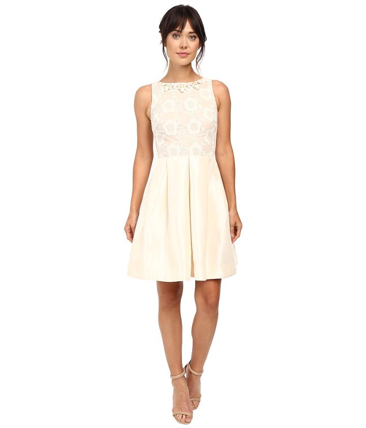 Taylor Shantung With Lace Party Dress (french Vanilla) Women's Dress