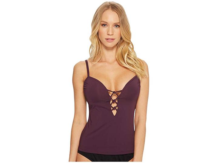 Bleu Rod Beattie Oh So Knotty Plunge Tankini (aubergine) Women's Swimwear