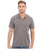 7 For All Mankind Short Sleeve Raw Placket Polo (heather Grey) Men's Short Sleeve Pullover