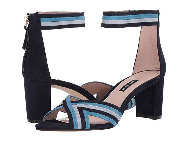 Nine West Pearl Heeled Sandal (french Navy/sea Blue/ice Blue) Women's Shoes