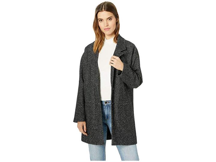 Ag Adriano Goldschmied Frankie Overcoat (storm Grey Herringbone) Women's Coat