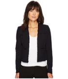 Ellen Tracy Fringe Trimmed Jacket (night Sky) Women's Coat