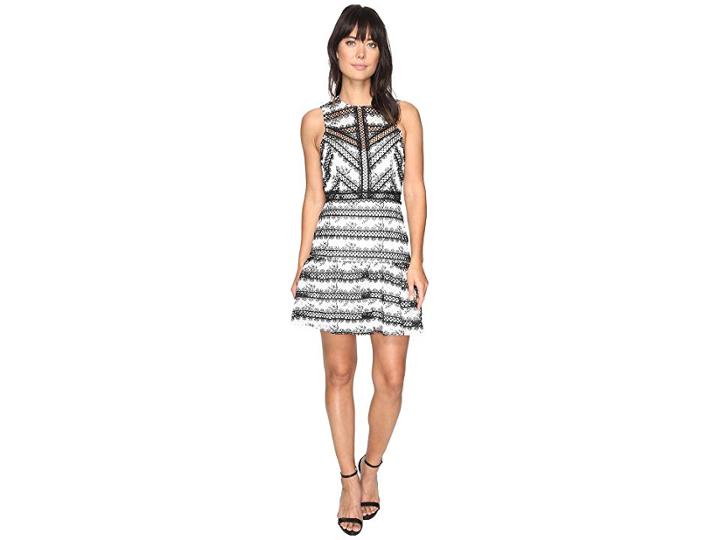 Adelyn Rae Nola Woven Fit And Flare Dress (black/white) Women's Dress