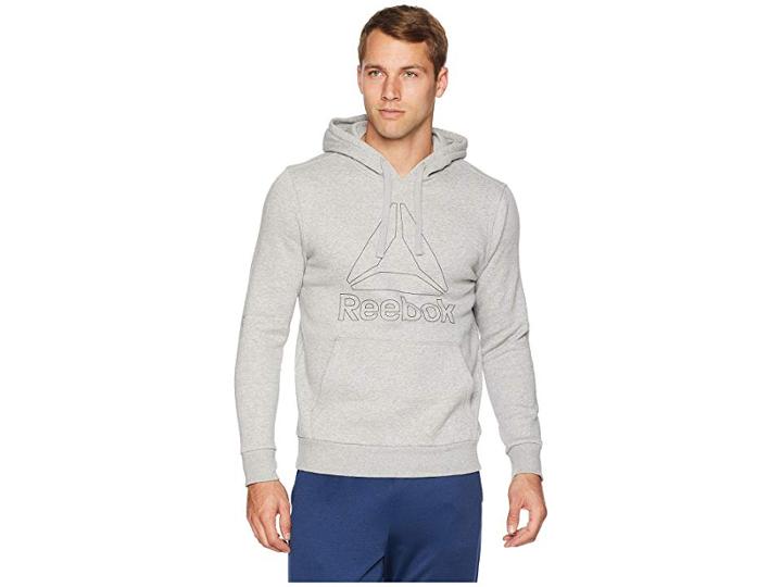 Reebok Elements Big Logo Hoodie (medium Grey Heather) Men's Sweatshirt