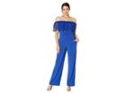 Marina Jersey Off The Shoulder Jumpsuit With Lace Popover (cobalt) Women's Jumpsuit & Rompers One Piece