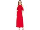 Marina Long Halter Cold Shoulder Dress With Spaghetti Straps And Ruffle At Top Bodice (red) Women's Dress