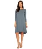 Mod-o-doc Cotton Modal Spandex Jersey 3/4 Sleeve Lace-up Back Dress (falcon) Women's Dress