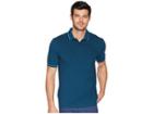 Fred Perry Twin Tipped Shirt (moroccan Navy Oxford/aqua/carbon Blue) Men's Short Sleeve Knit