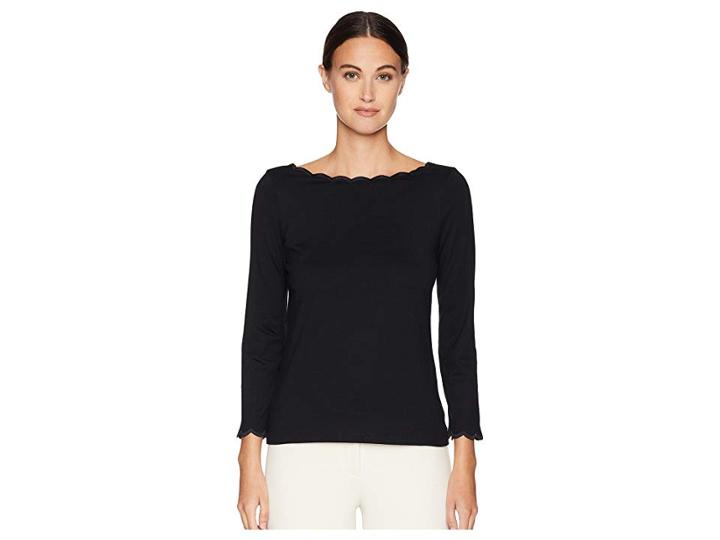 Kate Spade New York Broome Street Scallop Knit Top (black) Women's Clothing