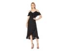 London Times Ruffle Cold Shoulder Maxi (black) Women's Dress