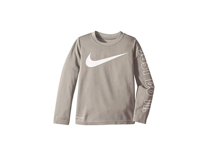 Nike Kids Swoosh Just Do It Dri-fit Thermal (little Kids) (dark Grey Heather) Boy's Clothing