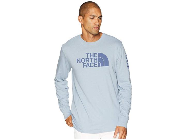 The North Face Long Sleeve Well-loved 1/2 Dome Tee (gull Blue) Men's T Shirt