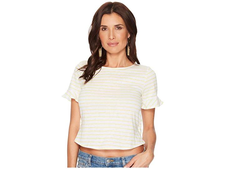 Lucky Brand Stripe Tee (yellow Multi) Women's T Shirt