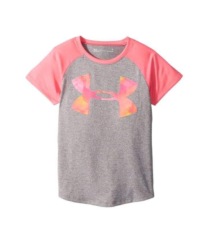 Under Armour Kids Sunburst Big Logo Raglan (little Kids) (true Grey Heather) Girl's Clothing