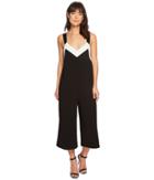 Catherine Catherine Malandrino Tre V-neck Color Block Straight Leg Jumpsuit (black/white) Women's Jumpsuit & Rompers One Piece