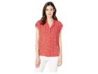 Bobeau Button Down Short Sleeve Top (aurora/red) Women's Blouse