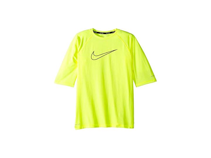 Nike Kids Heather Swoosh Half Sleeve Hydroguard (big Kids) (volt) Boy's Swimwear