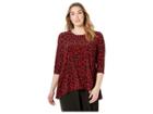 Anne Klein Plus Size Animal Shark Bite Knit (titian Red Combo) Women's Clothing