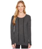 Blanc Noir Pointelle Sweater (charcoal Heather) Women's Sweater
