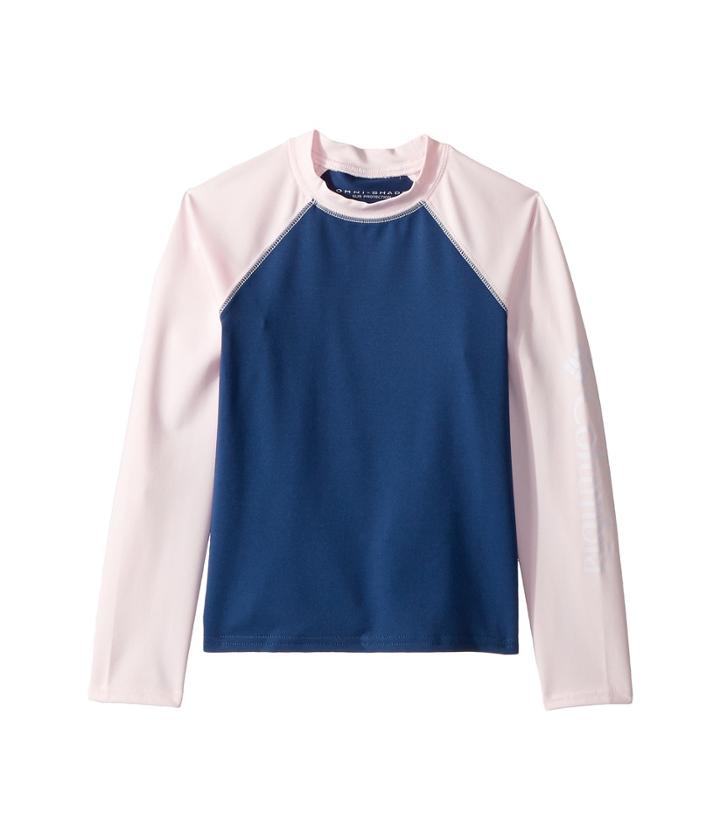 Columbia Kids Mini Breakertm Long Sleeve Rashguard (little Kids/big Kids) (carbon/whitened Pink/white) Girl's Long Sleeve Pullover