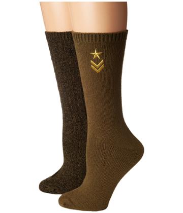 Steve Madden 2-pack Military Boot Sock With Star Embroidery (hunter Green) Women's Knee High Socks Shoes