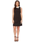 Ivanka Trump Scuba Sleeveless A-line Dress With Bow (black/ivory) Women's Dress