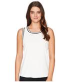 Tommy Hilfiger Sleeveless Woven Pullover Top W/ Trim (ivory) Women's Sleeveless