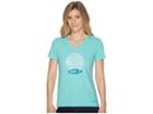 Life Is Good Outdoors Makes Me Happy Crusher Vee (cool Aqua) Women's T Shirt