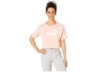 Puma Ess+ Cropped Logo Tee (peach Bud) Women's T Shirt