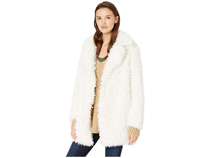 Romeo & Juliet Couture Fuzzy Faux Fur Coat (ivory) Women's Coat