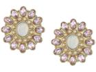 Betsey Johnson Blue By Betsey Johnson Pink And Gold Tone Flower Clip-on Earrings (crystal) Earring