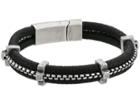 Steve Madden Double Strand Leather Box Chain Bracelet (black) Bracelet
